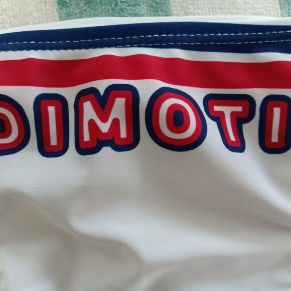 NWT OIMOTI WHITE SWIM BRIEF WITH RED AND BLUE STRIPE, SIZE "M" (32"-33") - Picture 6 of 9